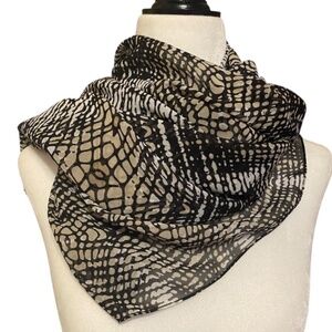 Calvin Klein silky feel cream & black patterned scarf